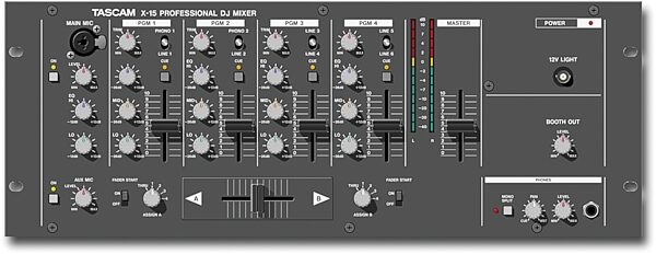 open zoom image for TASCAM X15 Professional 4-Channel Mobile DJ Mixer, Main