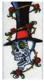 open zoom image for Planet Waves Al McWhite Surf Collection Guitar Strap, Stoked Skull