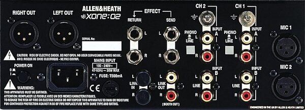 open zoom image for Allen and Heath Xone 02 2-Channel DJ Mixer, Connectors