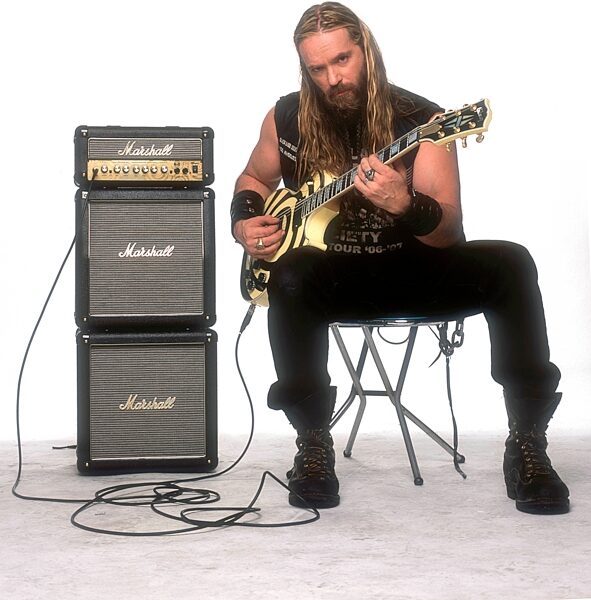 open zoom image for Marshall MG15MSZW Limited Edition Zakk Wylde Guitar Amplifier Micro Stack (15 Watts, 2x10 in.), Zakk Seated