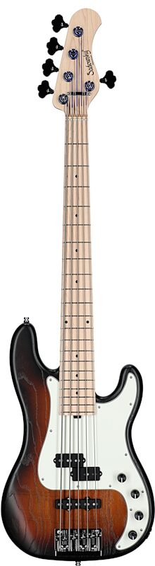 open zoom image for Sadowsky MetroLine 21-Fret Hybrid P/J Bass, 5-String (with Gig Bag), Almond Sunburst, Serial Number SML E 002951-23, Full Straight Front