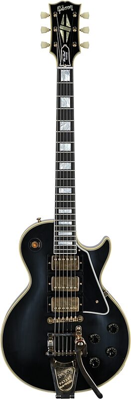 open zoom image for Gibson Custom '57 Les Paul Custom Black Beauty Electric Guitar (with Case), Ebony, with Bigsby, Serial Number 742435, Full Straight Front
