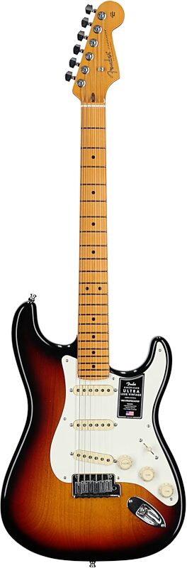 open zoom image for Fender American Ultra Luxe Vintage '50s Stratocaster Electric Guitar, with Maple Fingerboard (with Case), 3-Color Sunburst, Serial Number US25004588, Full Straight Front