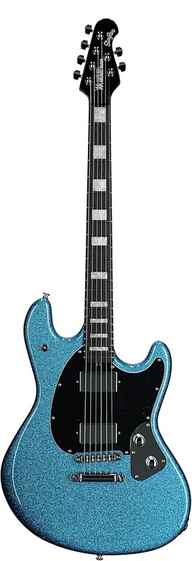 open zoom image for Ernie Ball Music Man StingRay HT Electric Guitar (with Mono Soft Case), Brilliant Blue Sparkle, Ebony Fretboard, Serial Number H10937, Full Straight Front