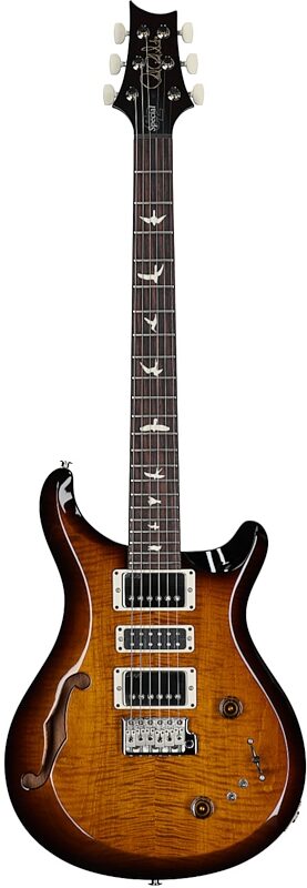 open zoom image for PRS Paul Reed Smith S2 Special Semi-Hollow Electric Guitar (with Gig Bag), Black Amber, Serial Number S2081918, Full Straight Front
