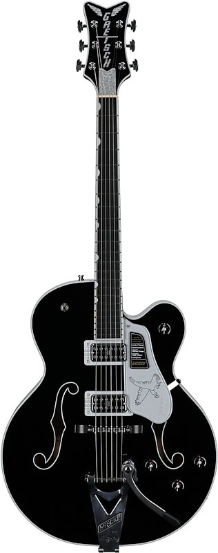 open zoom image for Gretsch Pro Collection Falcon Electric Guitar (with Case), Black, Serial Number JT25103493, Full Straight Front