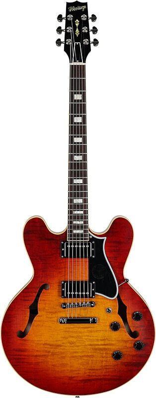 open zoom image for Heritage Custom Core H-535 Semi-Hollowbody Electric Guitar (with Case), Dark Cherry Sunburst, Serial Number HC1251325, Full Straight Front