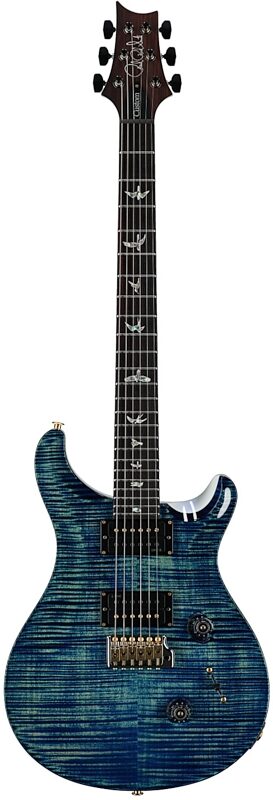 open zoom image for PRS Paul Reed Smith Custom 24-08 10-Top Pattern Thin Electric Guitar (with Case), River Blue Pearl, Serial Number 0424152, Full Straight Front