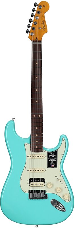 open zoom image for Fender American Ultra Luxe Vintage '60s Stratocaster HSS Electric Guitar, Rosewood Fingerboard, Seafoam Green, Serial Number US26000831, Full Straight Front
