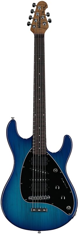 open zoom image for Ernie Ball Music Man Steve Morse Signature Electric Guitar (with Mono Soft Case), Blue Burst, with Mono Bag, Serial Number H08901, Full Straight Front