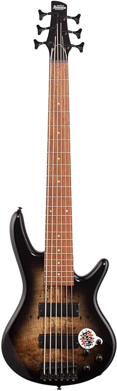 open zoom image for Ibanez GSR206SM Electric Bass, 6-String, Natural Gray Flat, Full Straight Front