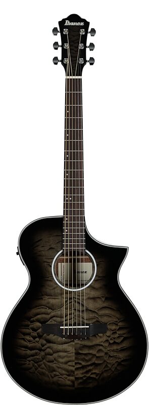 open zoom image for Ibanez AEWC16QA HG Acoustic-Electric Guitar, Transparent Black Sunburst, Full Straight Front