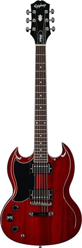 open zoom image for Epiphone SG Tribute Electric Guitar, Left-Handed, Cherry, Full Straight Front