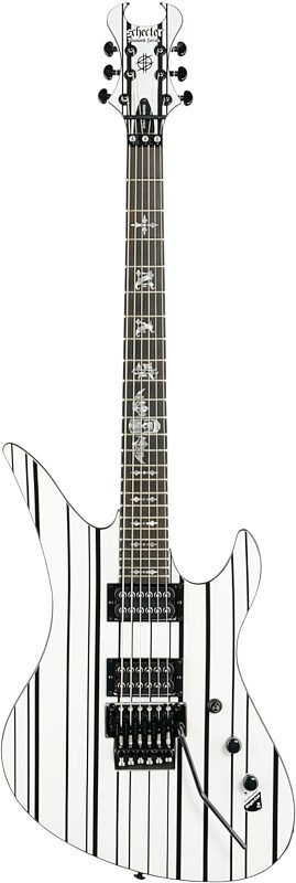 open zoom image for Schecter Synyster Gates Standard Electric Guitar, White and Black Pinstripe, Full Straight Front
