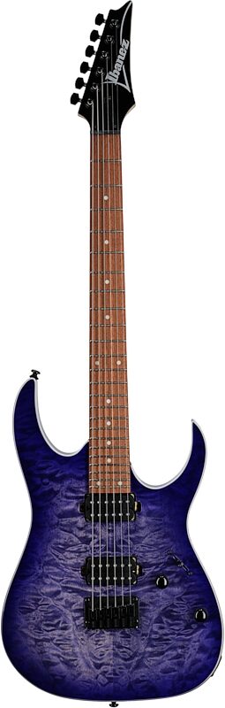 open zoom image for Ibanez RG421QM Electric Guitar, Cerulean Blue Burst, Full Straight Front