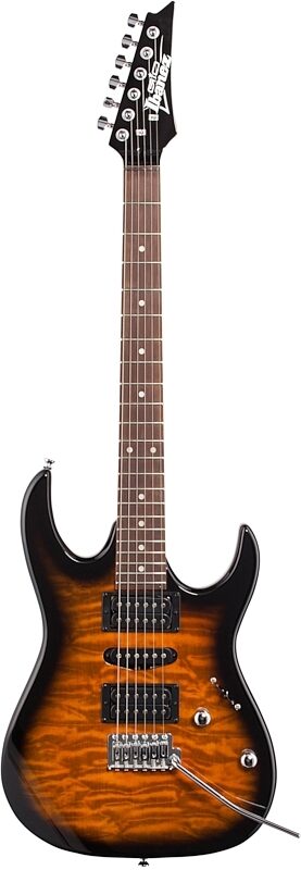 open zoom image for Ibanez GRX70QA Electric Guitar, Sunburst, Full Straight Front