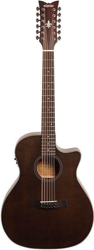 open zoom image for Schecter Orleans Studio Acoustic-Electric Guitar, 12-String, Satin See Thru Black, Full Straight Front