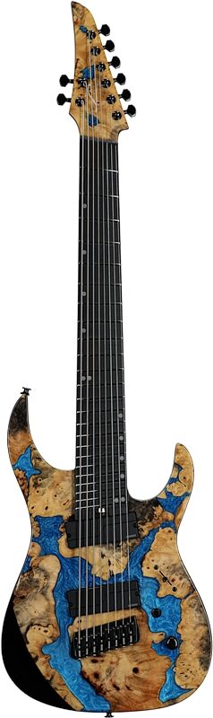 open zoom image for Legator Ninja X8F Multi-Scale Guitar, 8-String (with Gig Bag), Caribbean Blue, Full Straight Front