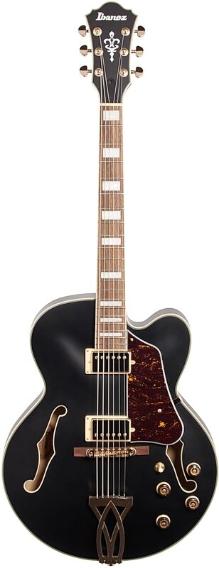 open zoom image for Ibanez AF75G Artcore Hollowbody Electric Guitar, Black Flat, Full Straight Front