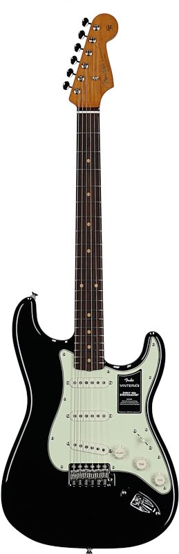 open zoom image for Fender Vintera III Early 60s Stratocaster Electric Guitar (with Gig Bag), Black, Rosewood Fretboard, Full Straight Front