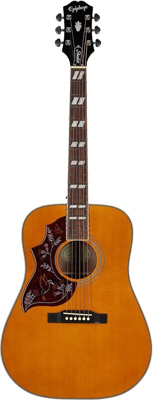 open zoom image for Epiphone Hummingbird Studio Acoustic-Electric Guitar, Left-Handed (with Gig Bag), Antique Natural, Full Straight Front