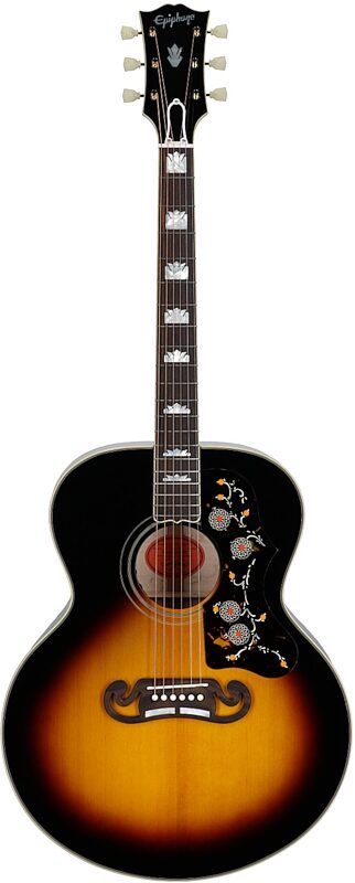 open zoom image for Epiphone Inspired by Gibson Custom 1957 SJ-200 Reissue Acoustic-Electric Guitar (with Case), Vintage Sunburst, Full Straight Front