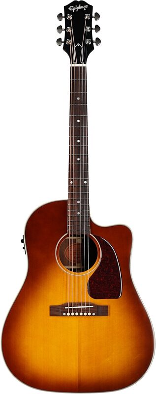 open zoom image for Epiphone Inspired by Gibson J-45 Standard EC Acoustic-Electric Guitar (with Gig Bag), Honey Burst, Full Straight Front
