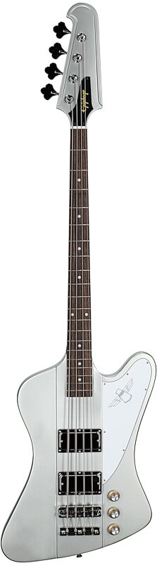 open zoom image for Epiphone Thunderbird '64 Electric Bass (with Gig Bag), Silver Mist, with Gig Bag, Full Straight Front