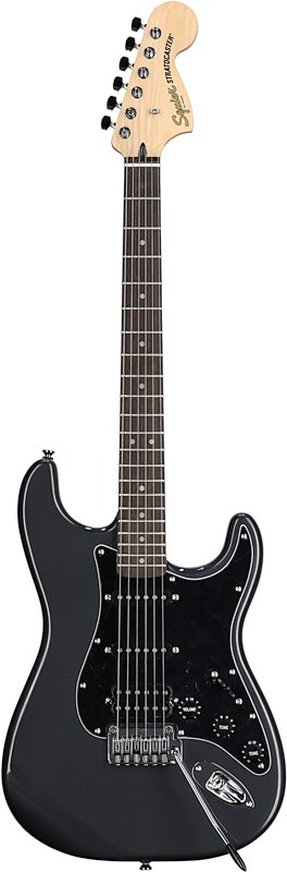 open zoom image for Squier Affinity Strat HSS Electric Guitar Pack, Maple Fingerboard, Charcoal Frost Metallic, Full Straight Front