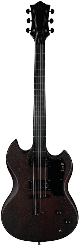open zoom image for Guild Polara Night Edition Electric Guitar, Vintage Walnut, Full Straight Front