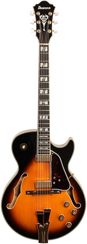 open zoom image for Ibanez GB10SE George Benson Electric Guitar (with Case), Brown Sunburst, Full Straight Front