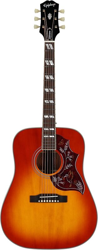 open zoom image for Epiphone Inspired by Gibson Hummingbird Standard Acoustic-Electric Guitar (with Gig Bag), Cherry Sunburst, Full Straight Front