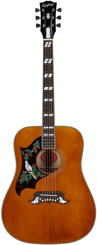 open zoom image for Epiphone Inspired by Gibson Custom 1963 Dove Reissue Acoustic-Electric Guitar, Left-Handed (with Case), Natural, Full Straight Front