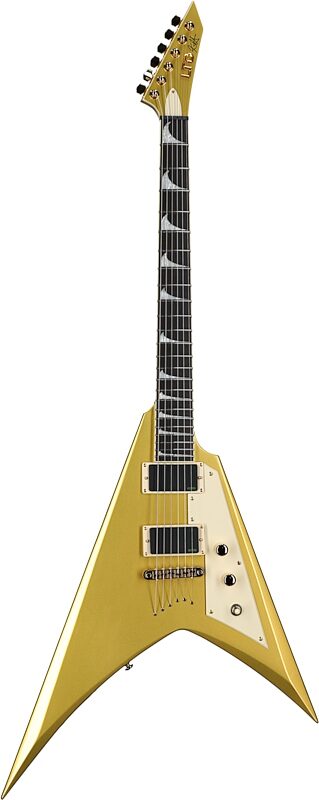 open zoom image for ESP LTD Kirk Hammett KH-V Electric Guitar (with Case), Metallic Gold, Full Straight Front