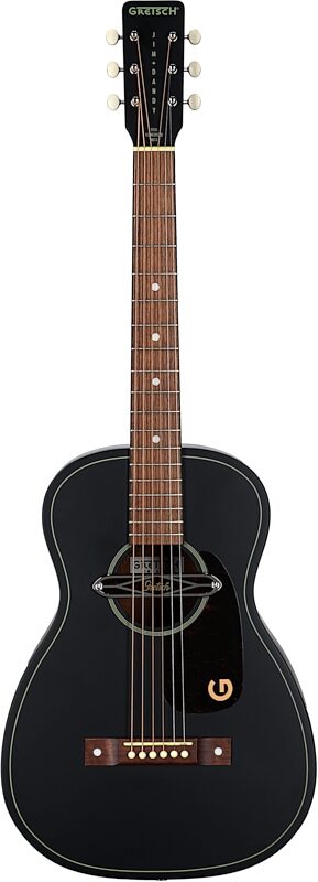 open zoom image for Gretsch Jim Dandy Deltoluxe Parlor Acoustic-Electric Guitar, Black Top, Full Straight Front