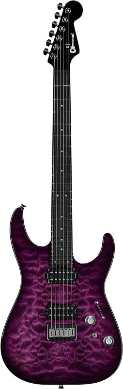 open zoom image for Charvel Pro-Mod Plus Dinky DK24 HH HT QM Electric Guitar (with Gig Bag), Violet Radiance, Full Straight Front