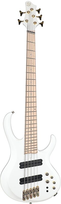 open zoom image for Ibanez BTB605MLM Multi-Scale Bass Guitar, 5-String, Pearl White Matte, Full Straight Front