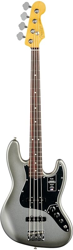 open zoom image for Fender American Professional II Jazz Bass, Rosewood Fingerboard (with Case), Mercury, Open Box (Very Good), Full Straight Front