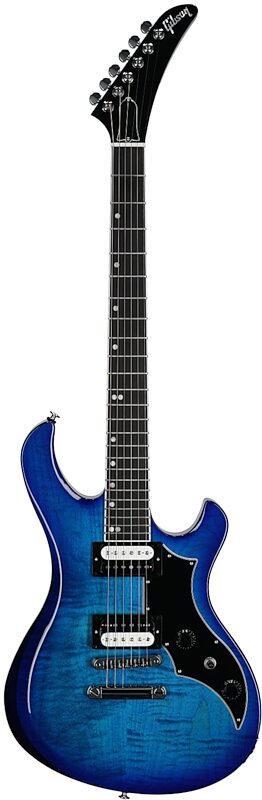 open zoom image for Gibson Victory Figured Top Electric Guitar (with Case), Cobalt Burst, Full Straight Front