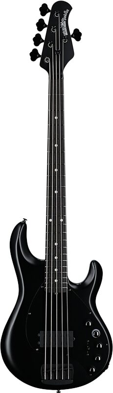 open zoom image for Ernie Ball Music Man DarkRay 5 Electric Bass Guitar (with Softshell Case), Stealth Black, Ebony Fretboard, Full Straight Front