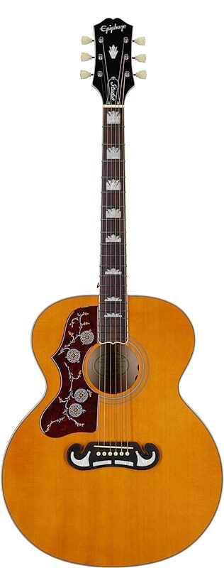 open zoom image for Epiphone J-200 Studio Jumbo Acoustic-Electric Guitar, Left-Handed (with Gig Bag), Natural, Full Straight Front