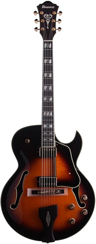 open zoom image for Ibanez LGB30 George Benson Electric Guitar (with Case), Vintage Yellow Sunburst, Full Straight Front