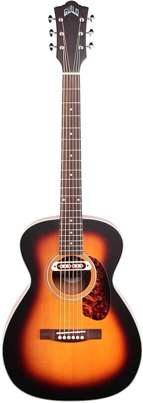 open zoom image for Guild M-240E Troubadour Acoustic-Electric Guitar, Vintage Sunburst, Full Straight Front