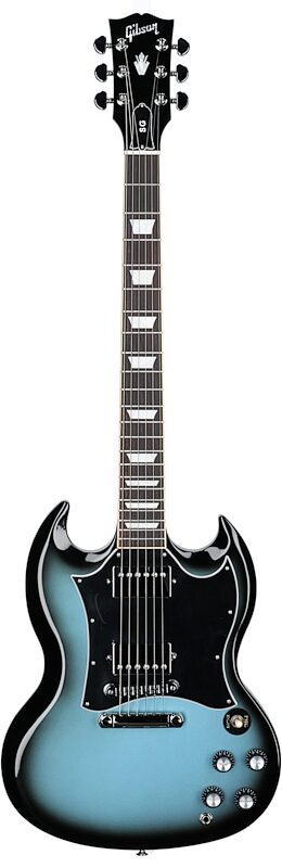open zoom image for Gibson SG Standard Custom Color Electric Guitar (with Soft Case), Pelham Blue Burst, Full Straight Front