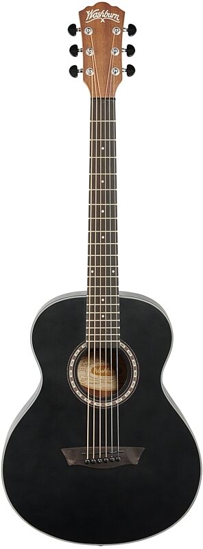 open zoom image for Washburn Apprentice G Mini5 Acoustic Guitar (with Gig Bag), Black Matte, Full Straight Front
