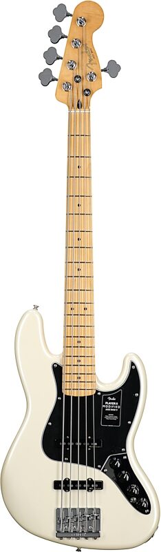 open zoom image for Fender Player II Modified Active V Jazz Electric Bass, Maple Fingerboard (with Gig Bag), Olympic Pearl, Full Straight Front