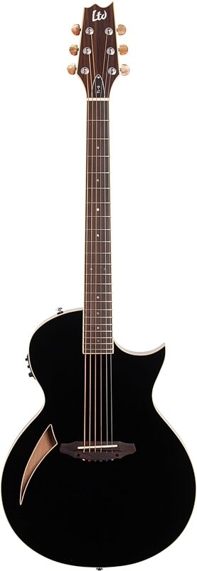 open zoom image for ESP LTD TL-6 Thinline 6 Acoustic-Electric Guitar, Black, Open Box (Very Good), Full Straight Front