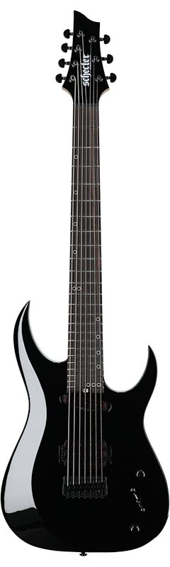 open zoom image for Schecter Sunset-7 Triad Electric Guitar, 7-String, Gloss Black, Full Straight Front