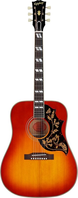 open zoom image for Epiphone Inspired by Gibson Custom 1960 Hummingbird Acoustic-Electric Guitar (with Case), Heritage Cherry Sunburst, Full Straight Front