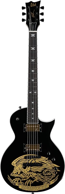 open zoom image for ESP LTD Will Adler Warbird Electric Guitar, Black and Gold, Open Box (Very Good), Full Straight Front